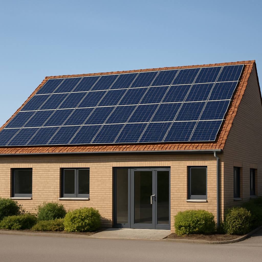 Je voudrais une belle petite entreprise avec des panneaux photovoltaques en surimposition de toiture-1